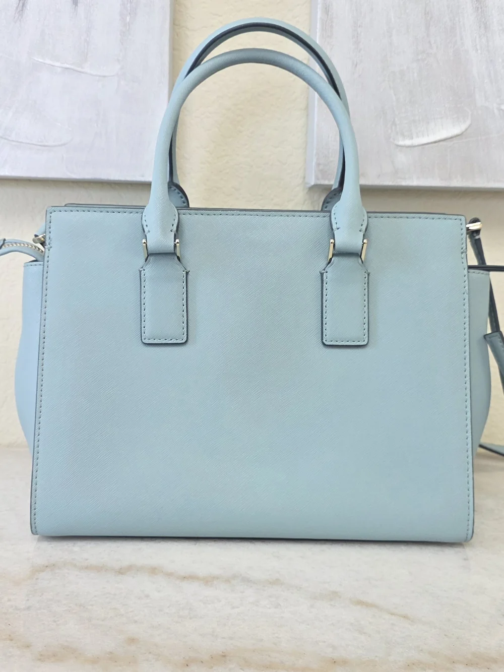 Kate Spade Cameron Medium Satchel Seaside Light Blue Saffiano Leather
